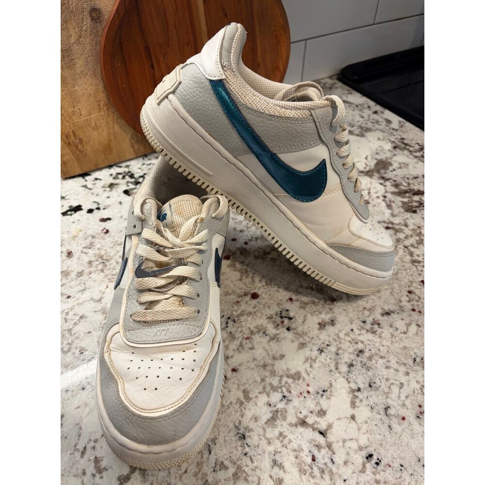 Nike Air Force 1 Shadow Bright Spruce Women’s 8.5 Metallic Teal Swoosh Y2K VTG
